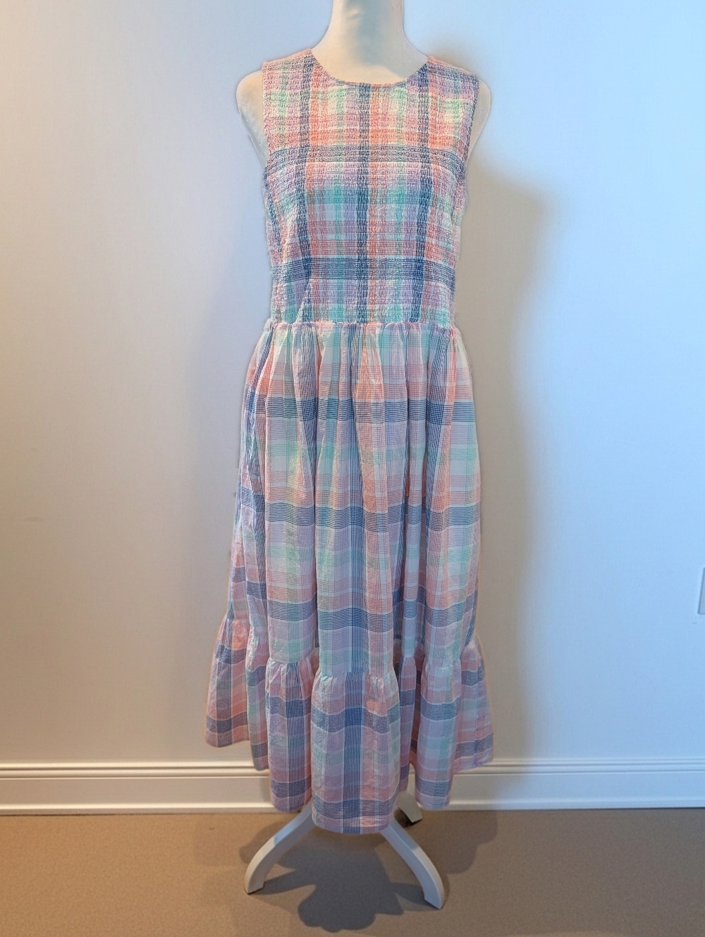 J Crew Multicolor Plaid Sleeveless Dress 100% Cotton